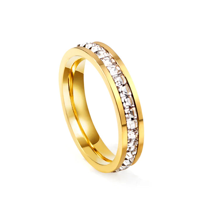 CONTEMPORARY GOLD BAND MULTI DIAMONDS - SIZE 8