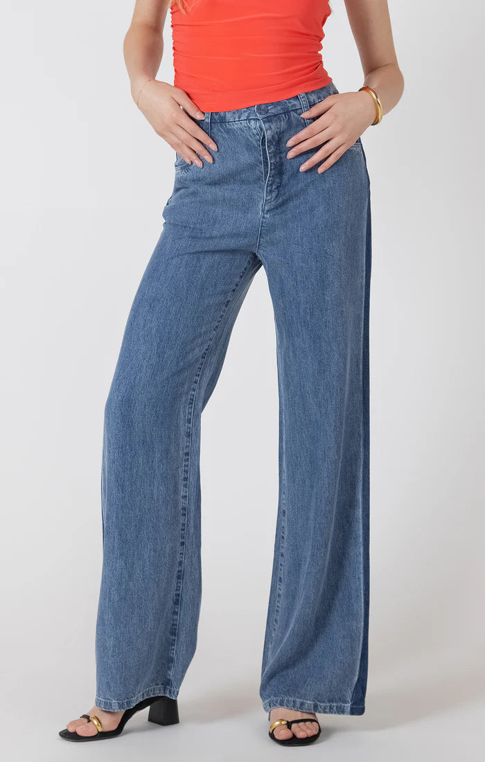 DRAPEY TWO TONE TROUSER "CONTRAST BLUE WASH"