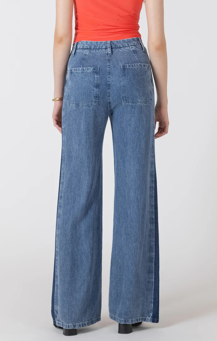 DRAPEY TWO TONE TROUSER "CONTRAST BLUE WASH"