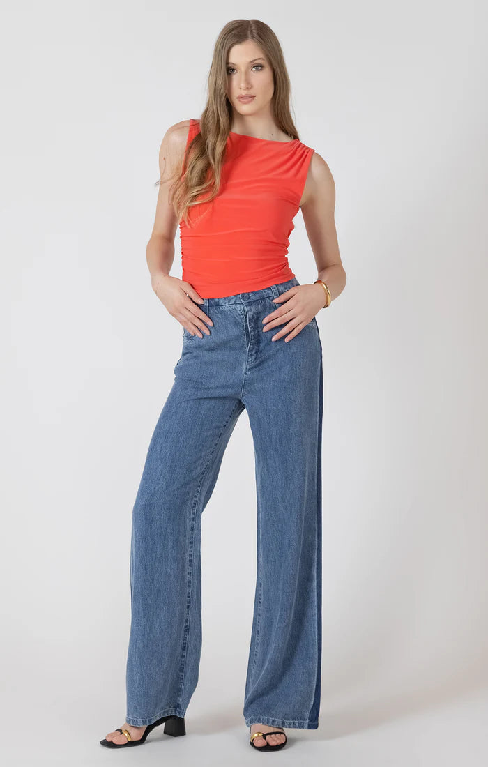 DRAPEY TWO TONE TROUSER "CONTRAST BLUE WASH"