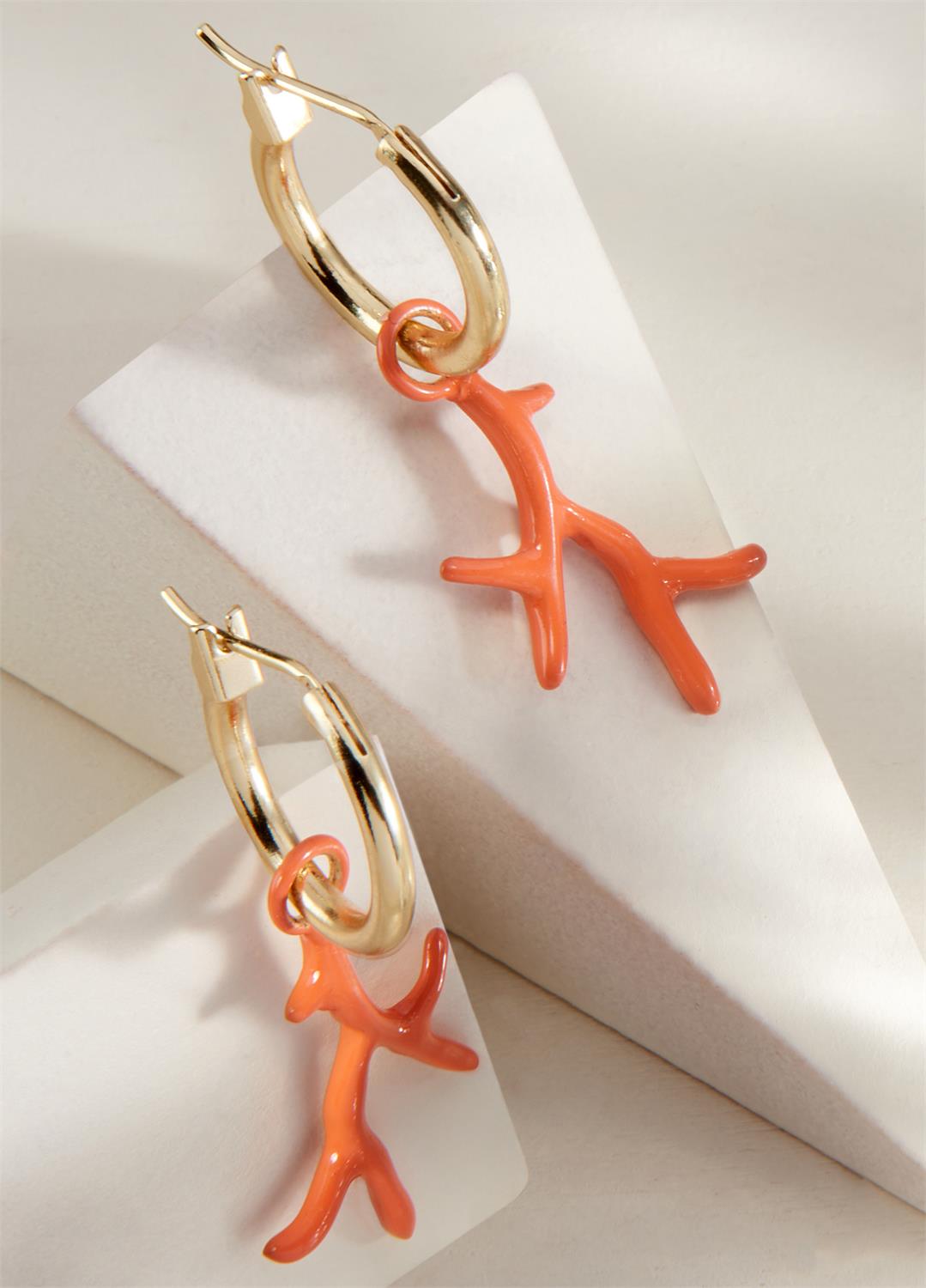 CORAL DROP HUGGIE EARRINGS