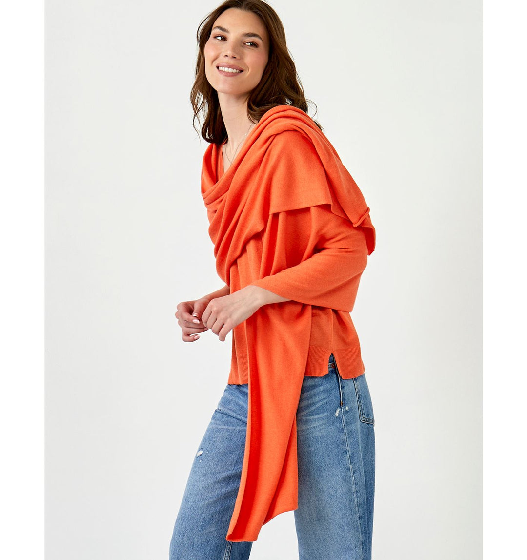 ESSENTIAL CASHMERE BLEND SHAWL "CORAL"
