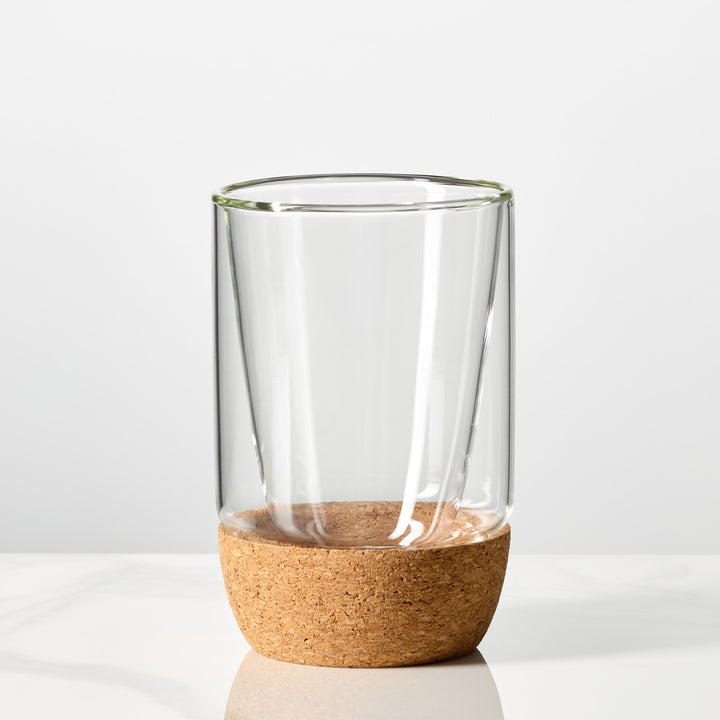 SET OF 2 DOUBLE WALL GLASSES WITH CORK BASE 300ML