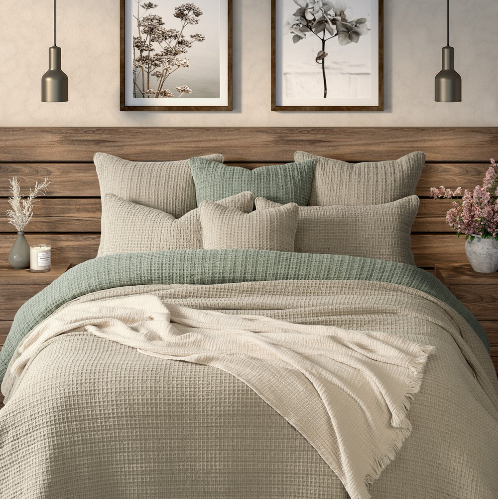 SPIRIT NATURAL WAFFLE COTTON QUILT - DOUBLE/QUEEN