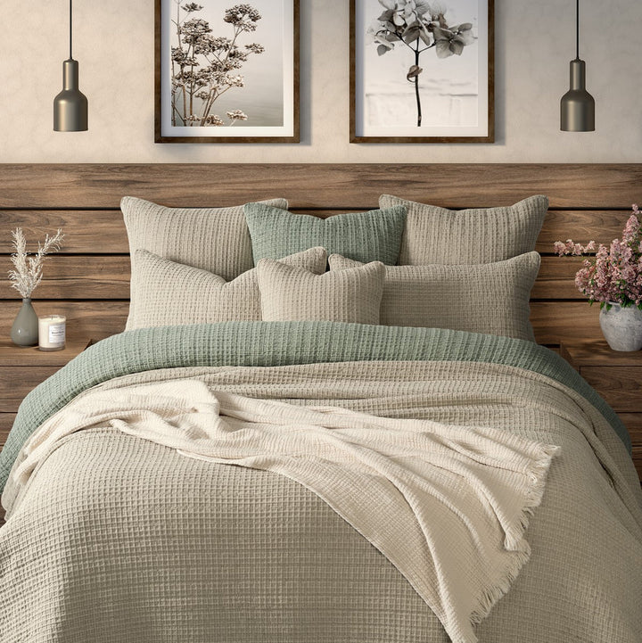 SPIRIT NATURAL WAFFLE COTTON QUILT - DOUBLE/QUEEN
