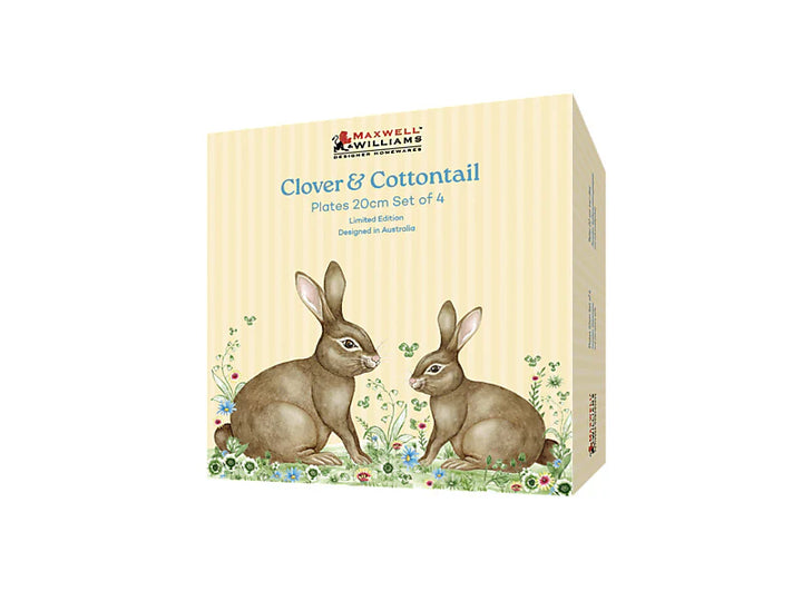 CLOVER &amp; COTTONTAIL SET OF 4 ASSORTED PLATES 20CM - GIFT BOXED