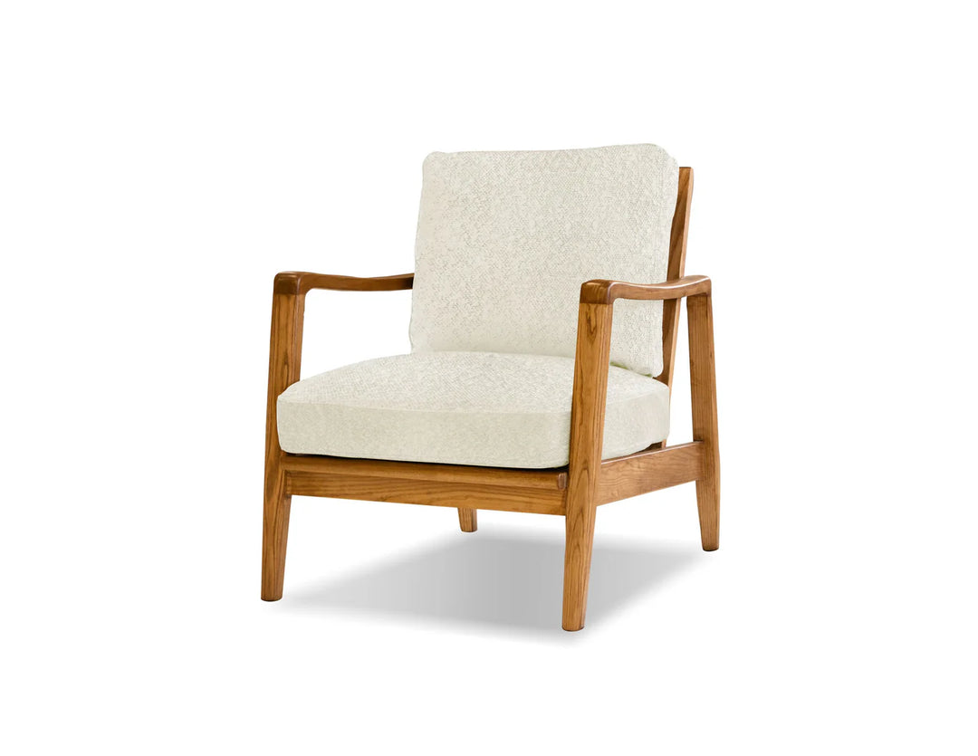 CRAFTSMAN OCCASIONAL CHAIR IN CREAM BOUCLE WITH ASH WOOD FRAME