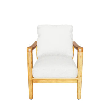 CRAFTSMAN OCCASIONAL CHAIR IN CREAM BOUCLE WITH ASH WOOD FRAME