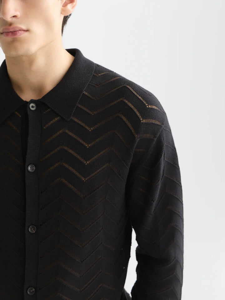 POINTELLE DROPPED SHOULDER CARDIGAN "METEORITE"