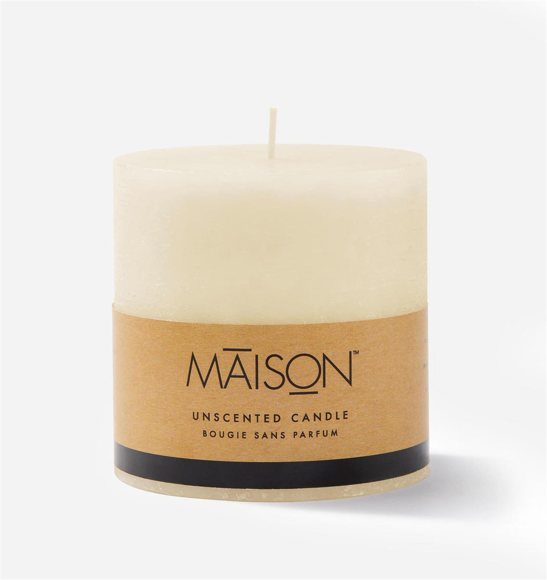 UNSCENTED RUSTIC PILLAR CANDLE 4X4&