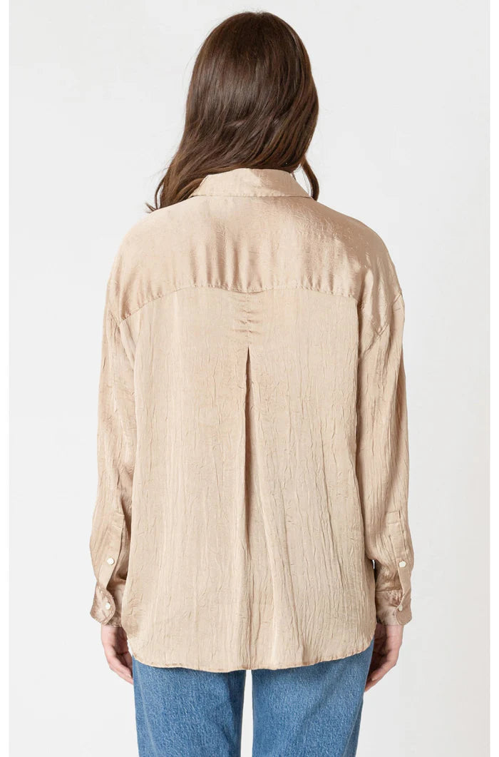 CRINKLE EFFECT SATIN BLOUSE "CHAMPAGNE"