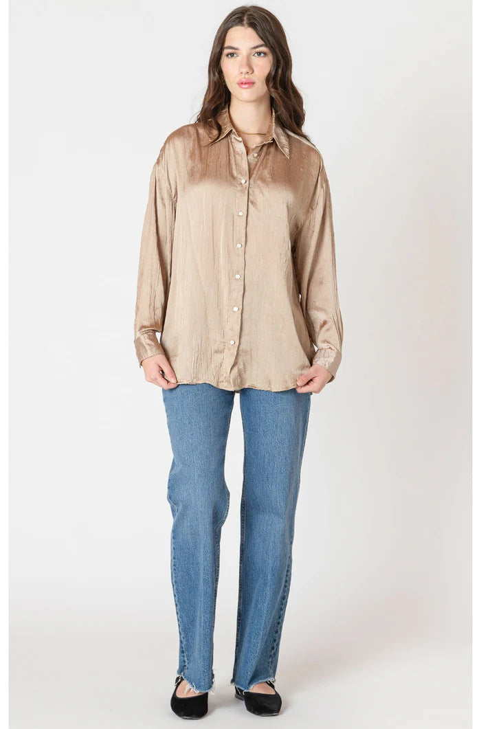 CRINKLE EFFECT SATIN BLOUSE "CHAMPAGNE"
