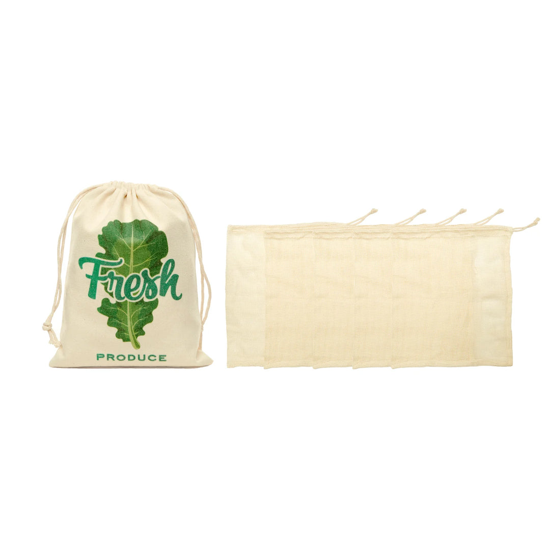 Kikkerland Cotton Mesh Produce Bags Set Of 5