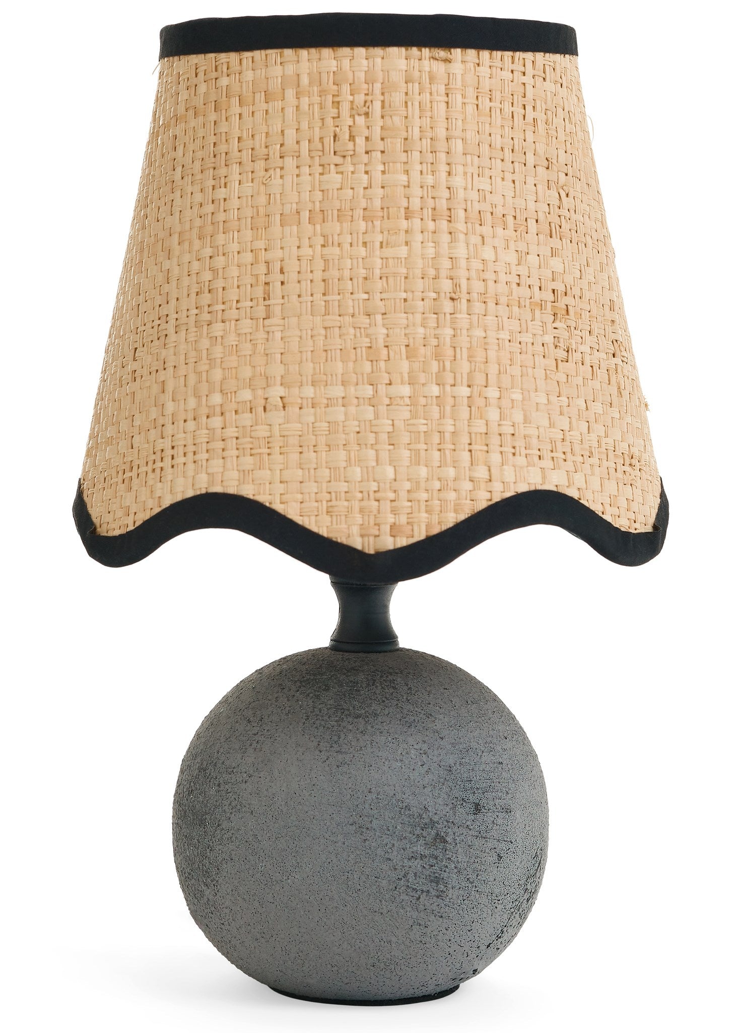 TABLE LAMP CERAMIC BASE W/ CURVY EDGE SHADE - ANTIQUE GREY