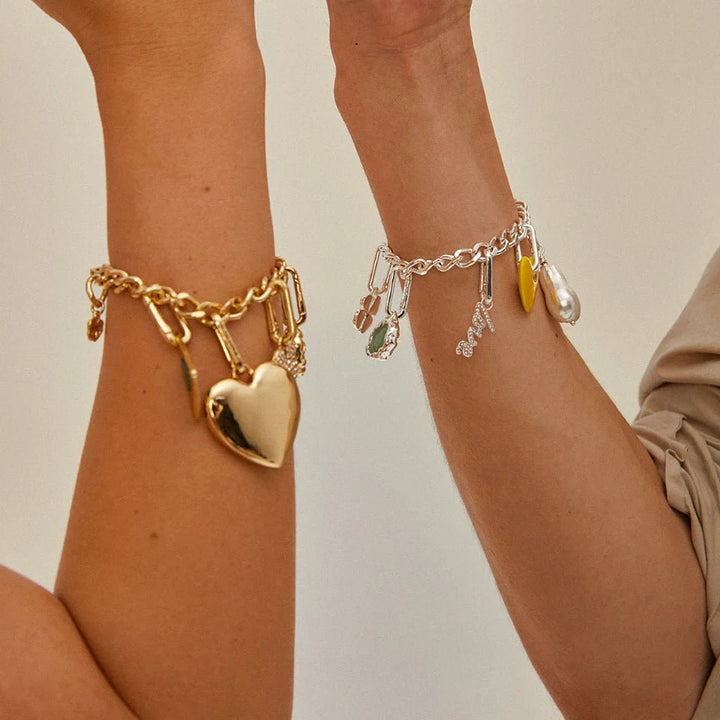 CHARM RECYCLED CURB CHAIN BRACELET "GOLD-PLATED"|