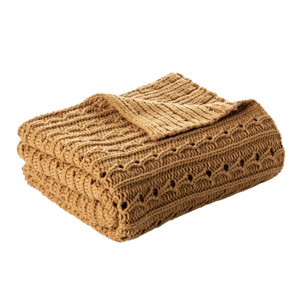 DALIDA MUSTARD KNIT THROW 50X50