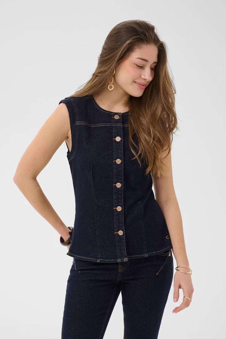 CRDAMY WAISTCOAT "CAPE BRETON RINSE BLUE DENIM"