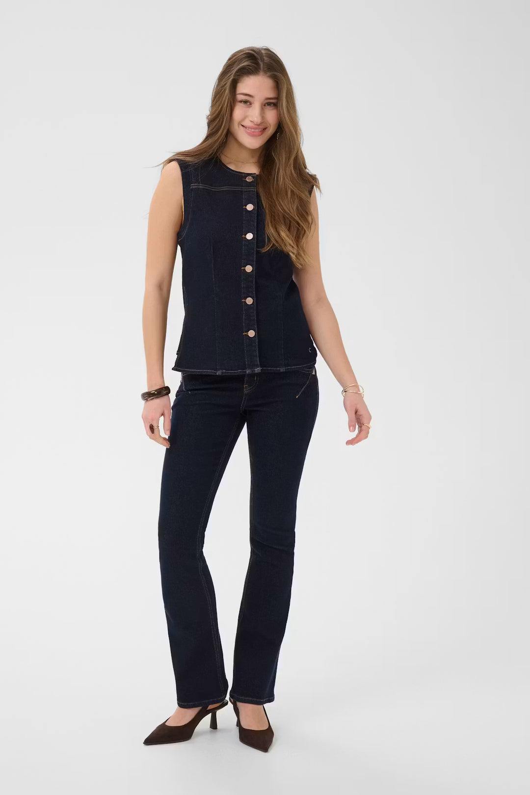 CRDAMY WAISTCOAT "CAPE BRETON RINSE BLUE DENIM"