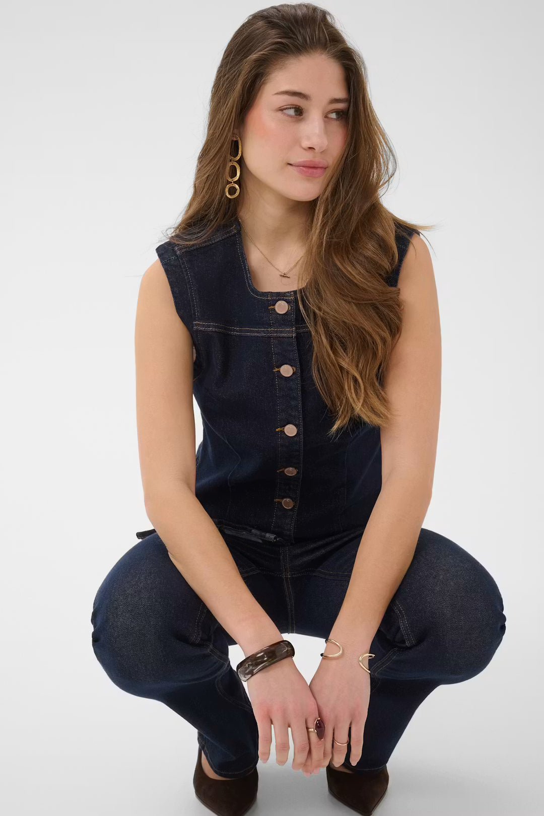 CRDAMY WAISTCOAT "CAPE BRETON RINSE BLUE DENIM"
