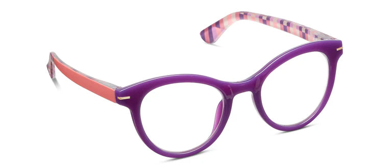 DAPHNE READING GLASSES "PURPLE/CORAL CHECK +1.50"