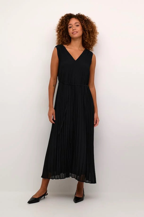 KAFFE KAMELLE DRESS - BLACK DEEP/BLUE INDIGO