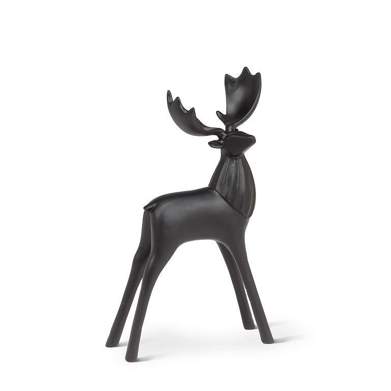 SMALL MODERN DEER WITH WIDE ANTLERS - BLACK 9''H