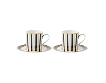 TEA'S AND C'S REGENCY DEMI CUP & SAUCER 100ML - BLACK SET OF 2 GIFTBOXED