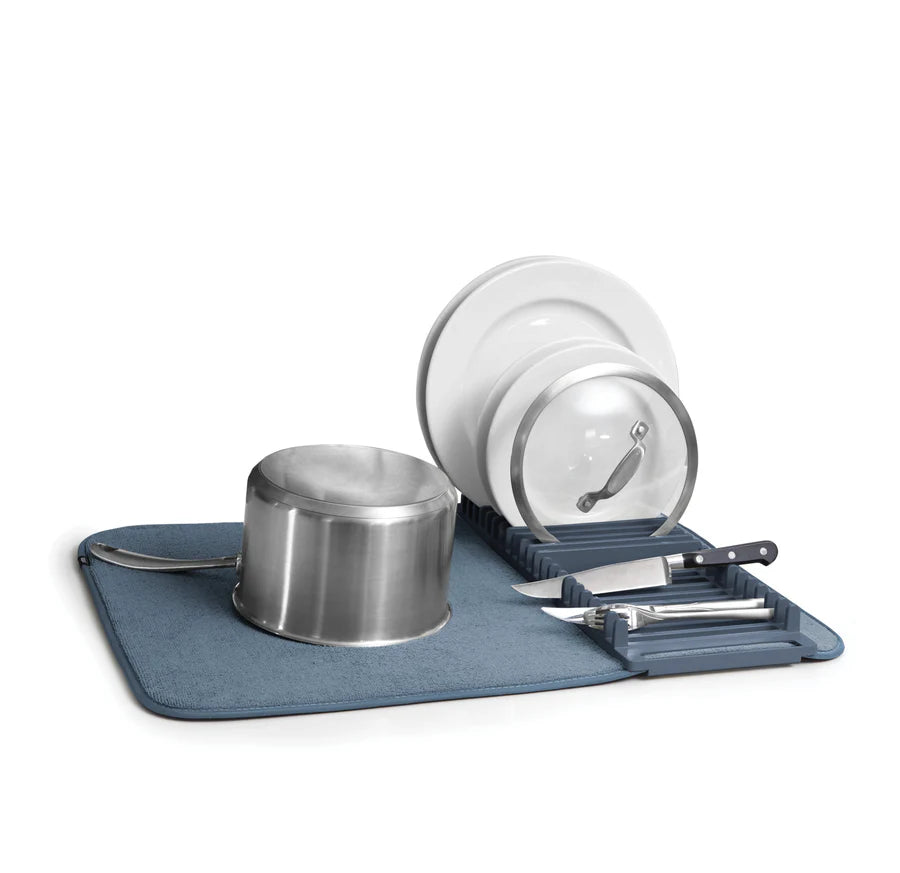 UDRY DISH DRYING RACK WITH MAT - DENIM