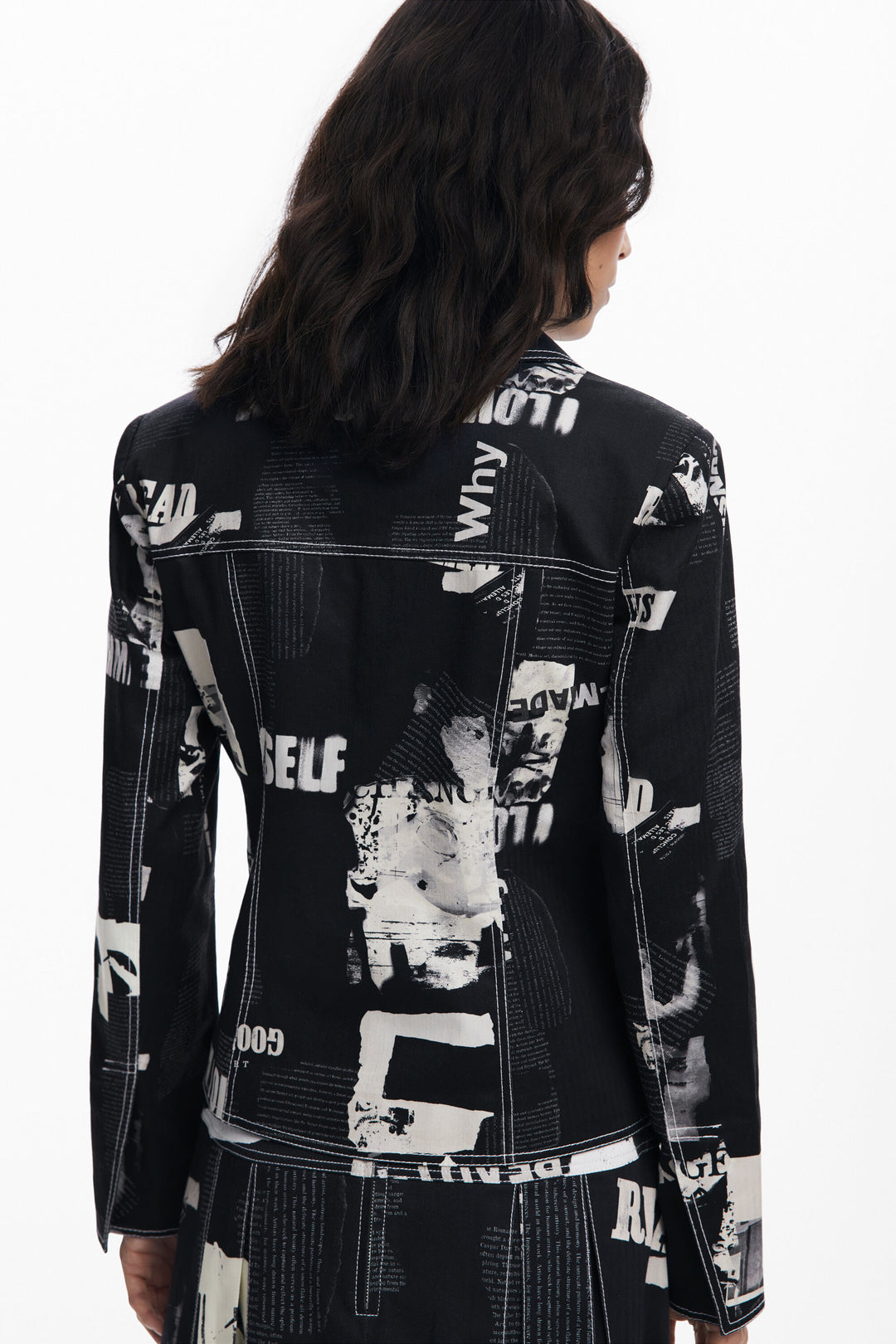 DESIGUAL BLAZER NEWSPAPER - BLACK