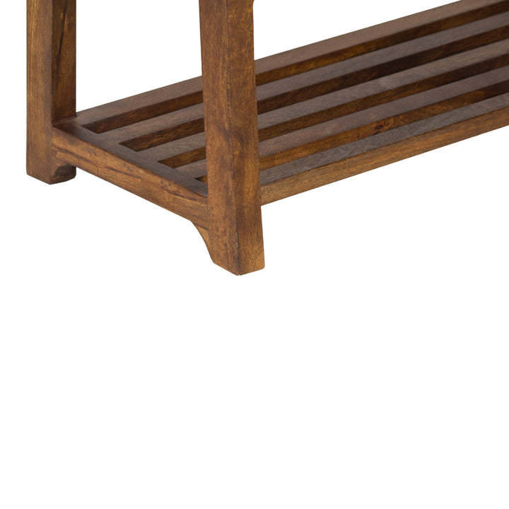 DESMOND MANGO WOOD LEATHER SEAT BENCH