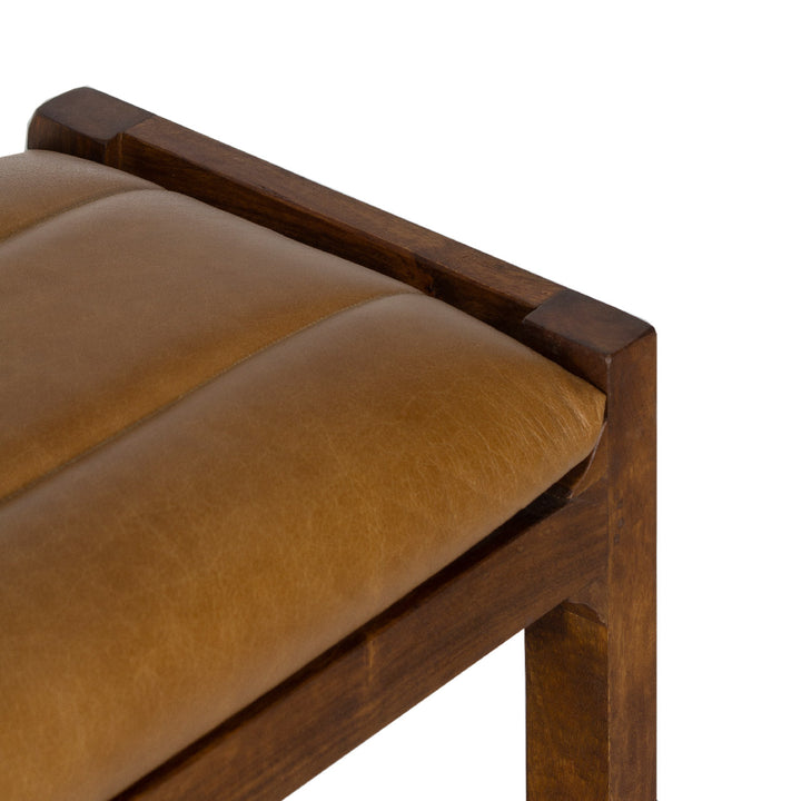 DESMOND MANGO WOOD LEATHER SEAT BENCH