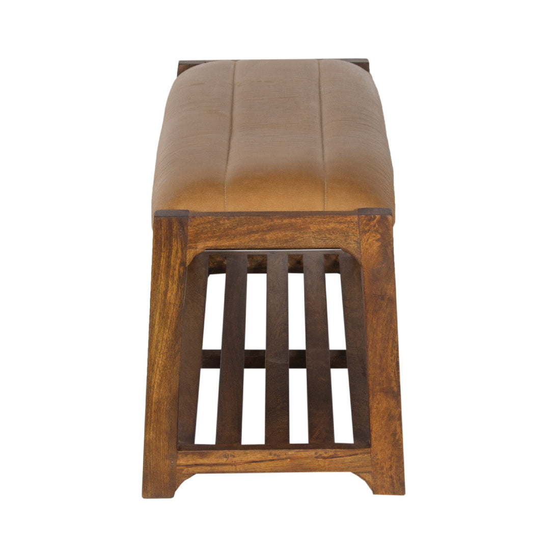 DESMOND MANGO WOOD LEATHER SEAT BENCH