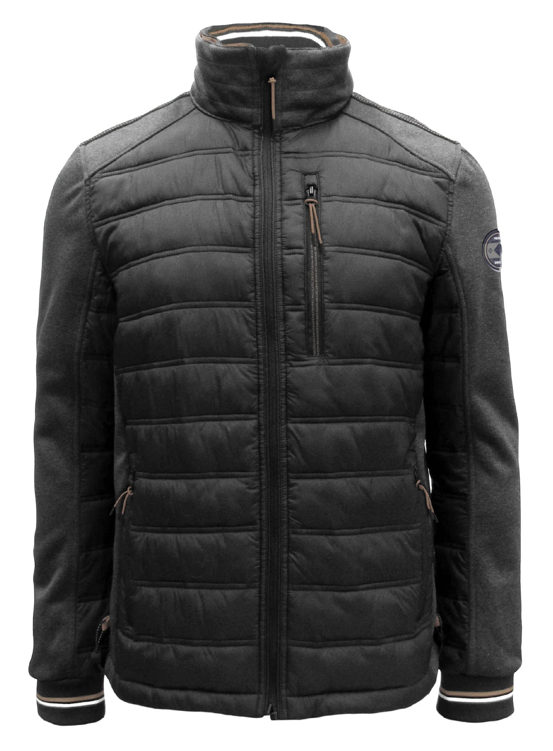 WALTER - CUT AND SEW TEXTURED NYLON TRANSITIONAL JACKET "BLACK"