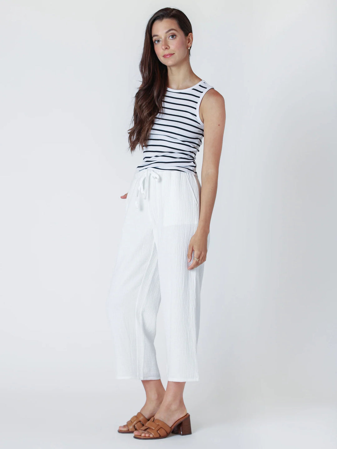 PULL-ON TEXTURED PANTS "OFF WHITE"