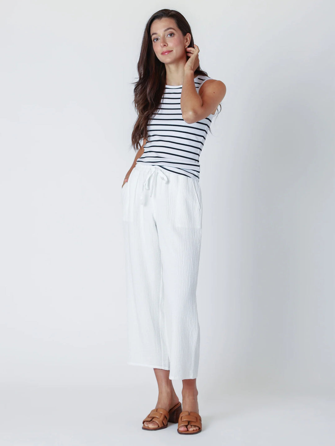 PULL-ON TEXTURED PANTS "OFF WHITE"