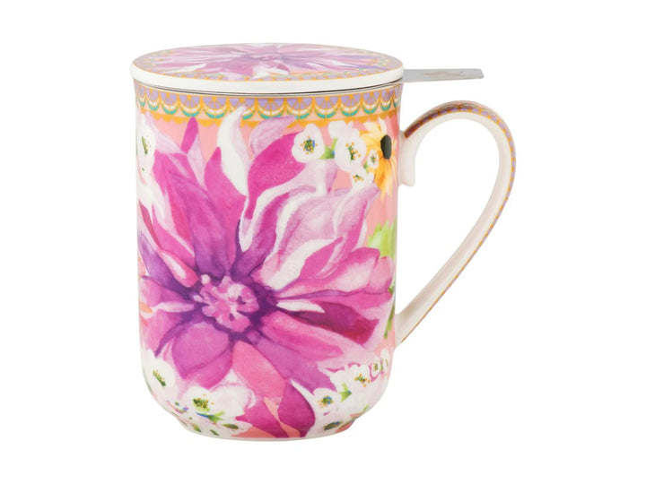 DAHLIA PINK LID/INFUSER MUG 340ML