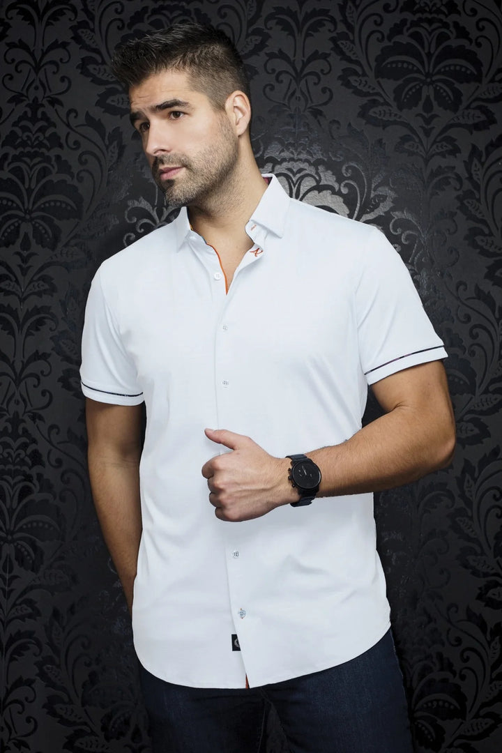 DIVENERE STRETCH SHORT-SLEEVE SHIRT "WHITE"