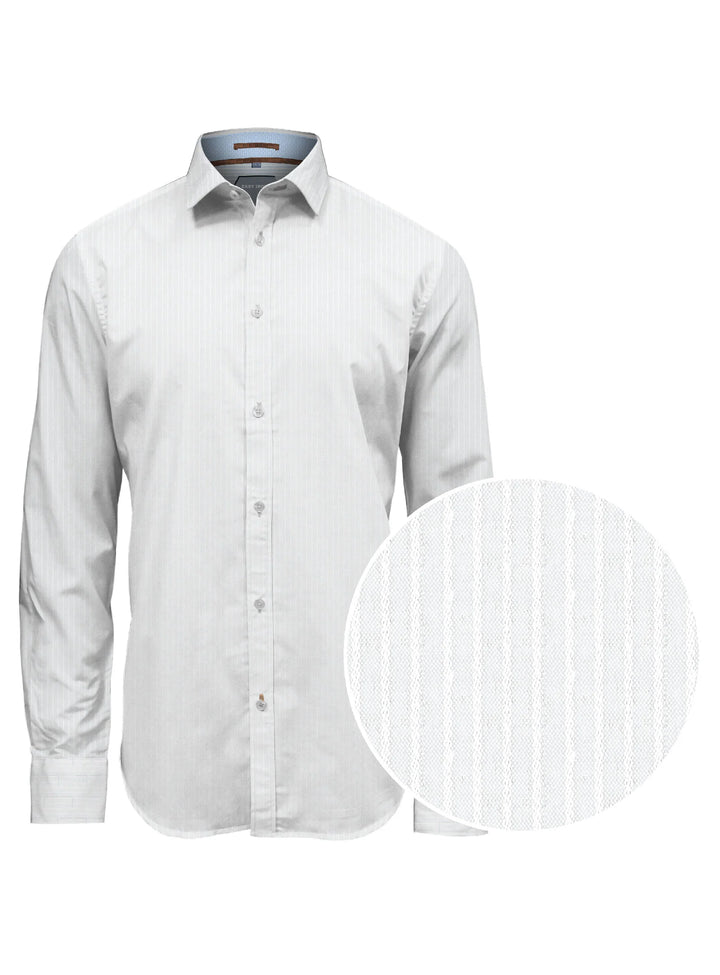 LONZO - LUXURY TONE ON TONE DOBBY TEXTURE SHIRT "WHITE"
