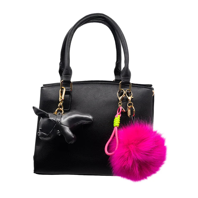 FAUX LEATHER BULLDOG CHARM IN BLACK