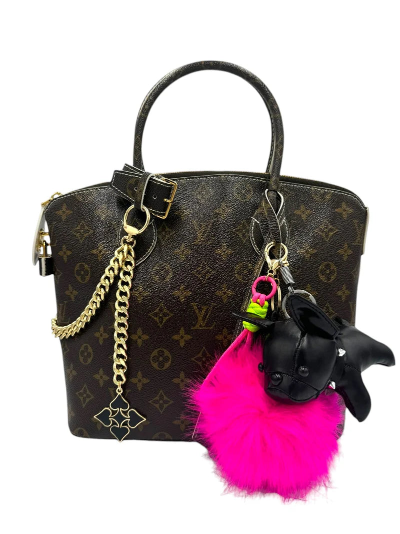FAUX LEATHER BULLDOG CHARM IN BLACK