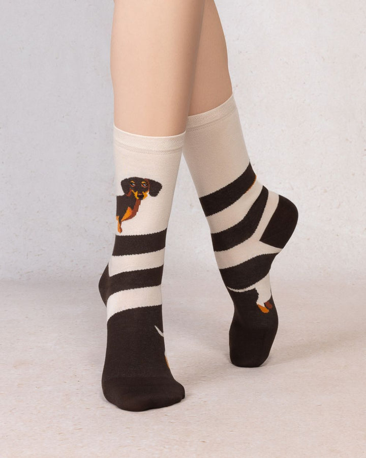 DACHSHUND SOCKS "BROWN"