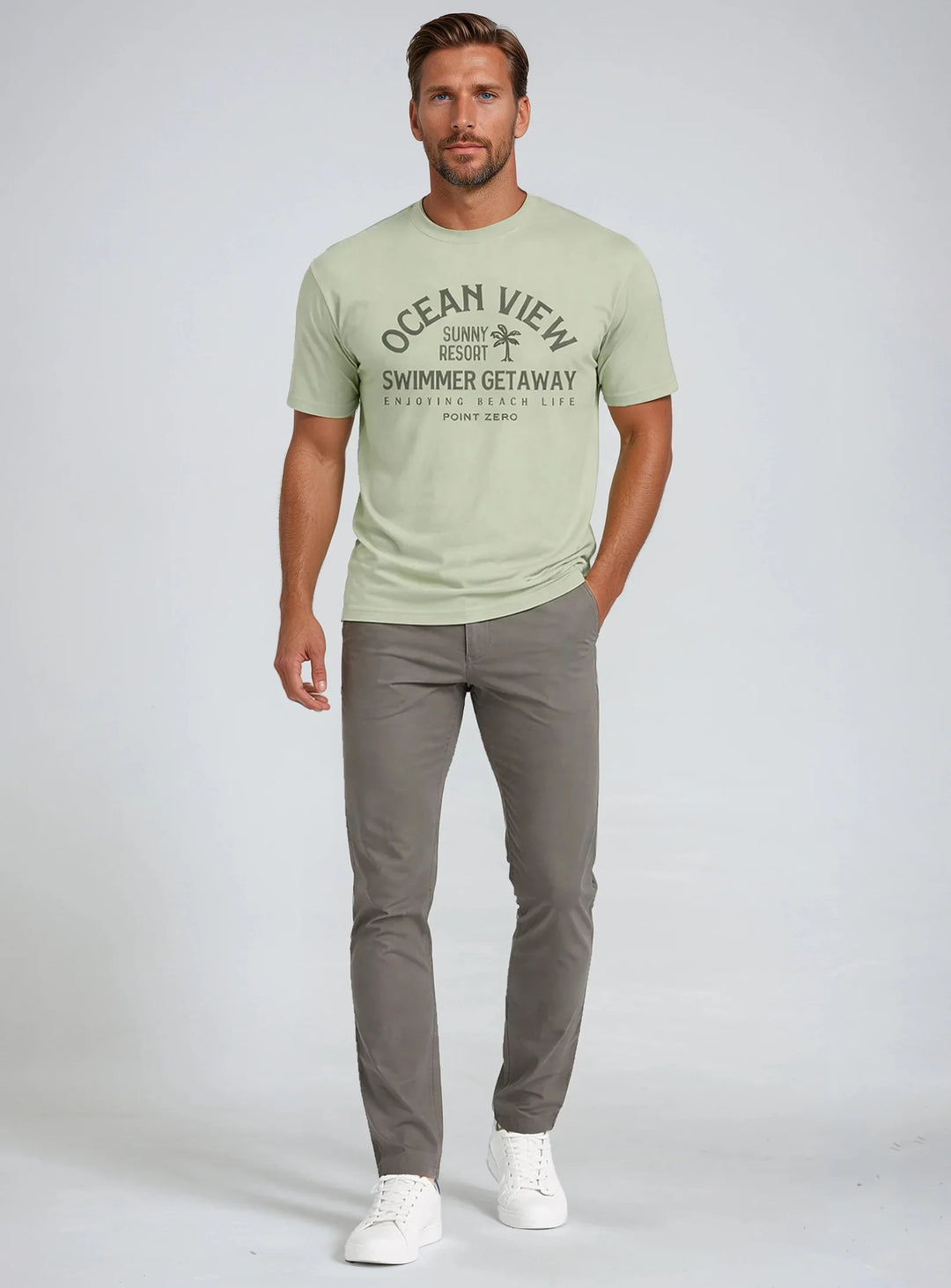 DOMENIC - PRINTED T-SHIRT JERSEY CREWNECK "MINT"