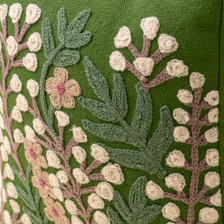EMBROIDERED FLORAL DOORSTOP - GREEN