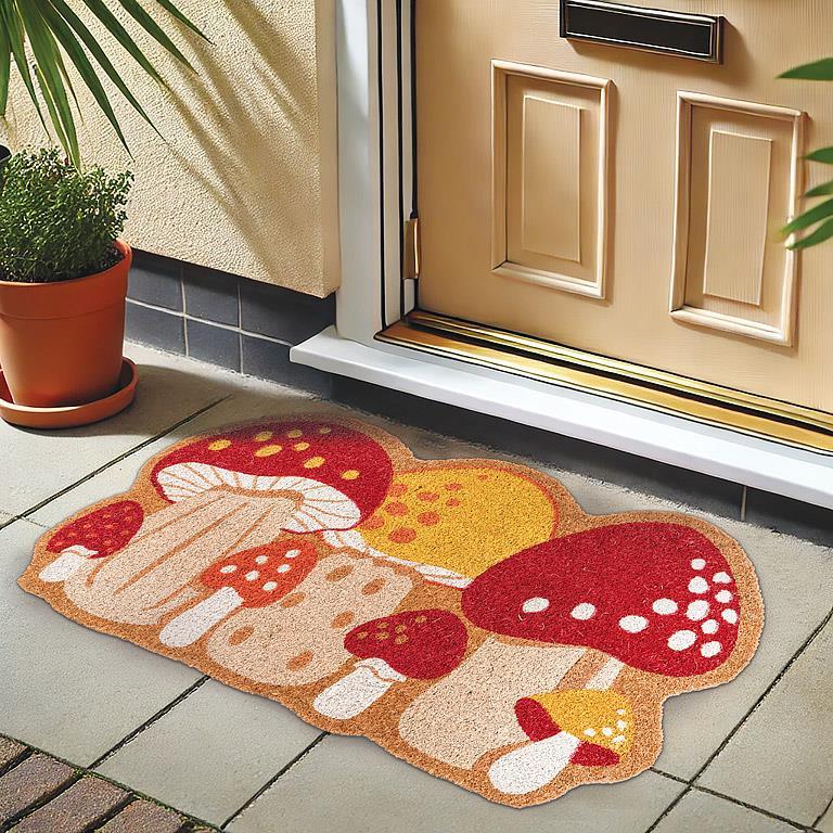 COLOURFUL MUSHROOM SHAPED DOORMAT 18X30&