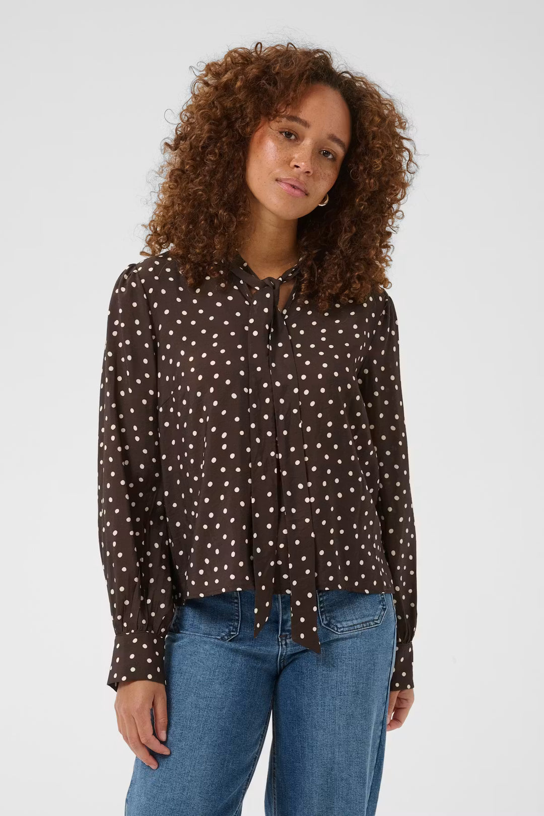 KADOTTE BLOUSE "COFFEE BEAN TURTLEDOVE DOT"