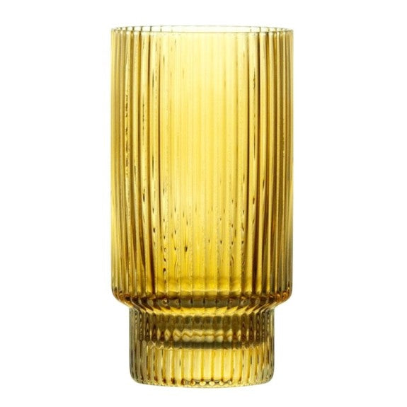 RIBBED AMBER HIGHBALL GLASS 420ML - SET OF 4