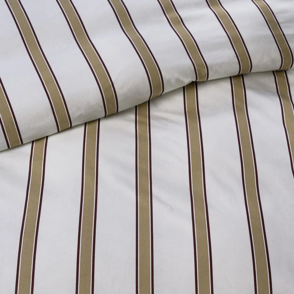 DUNE IVORY DUVET COVER WITH TAN AND BURGUNDY STRIPES - QUEEN + 2 PILLOW SHAMS
