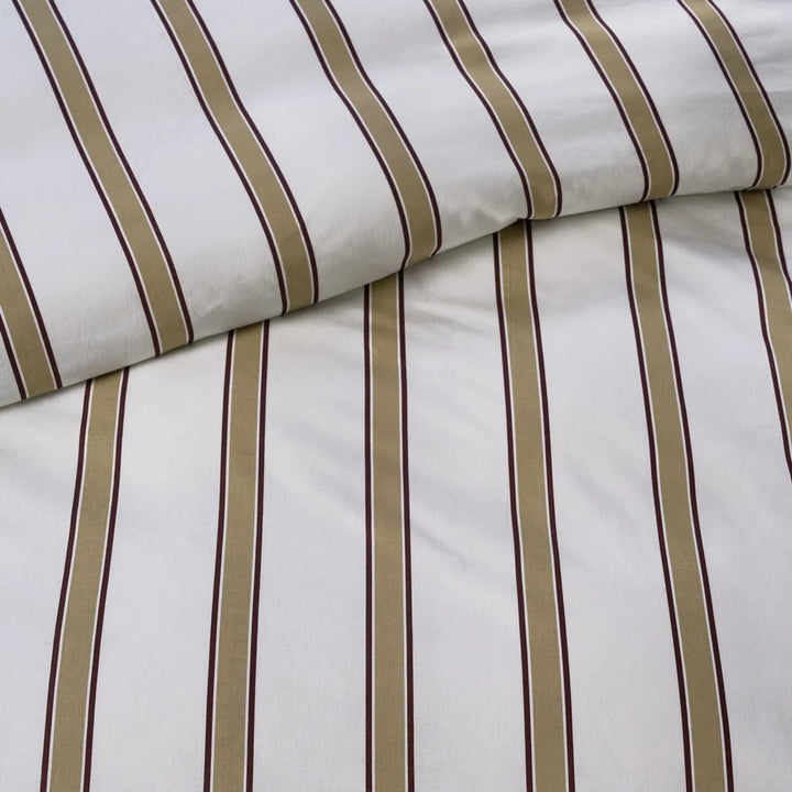 DUNE IVORY DUVET COVER WITH TAN AND BURGUNDY STRIPES - QUEEN + 2 PILLOW SHAMS