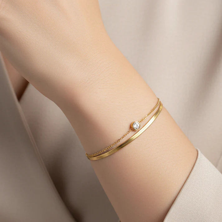 RADIANT DIAMOND DUO BRACELET - GOLD