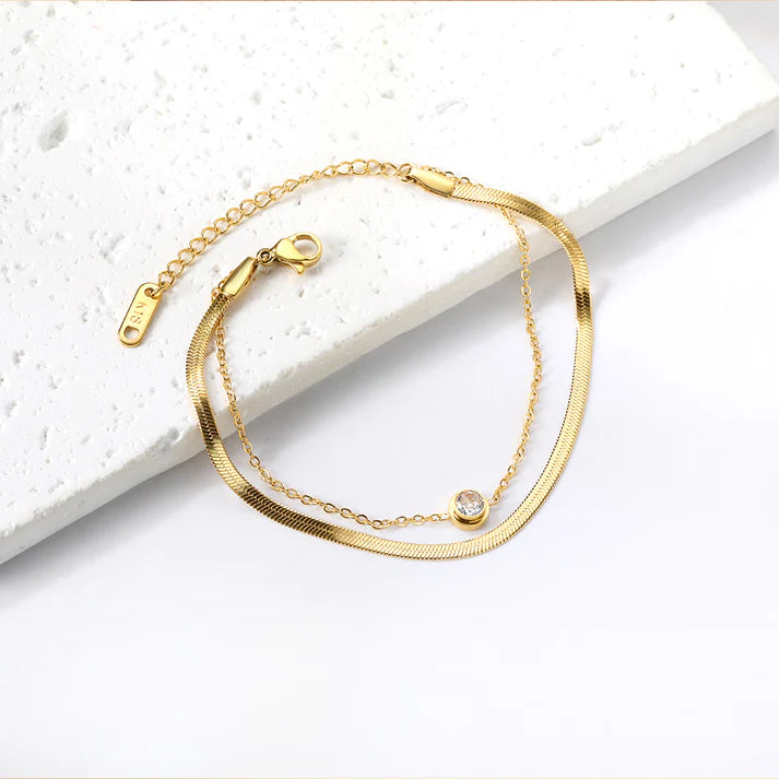 RADIANT DIAMOND DUO BRACELET - GOLD